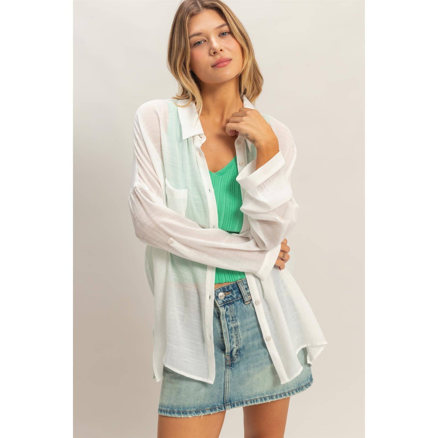 Lightweight Button-Down Blouse