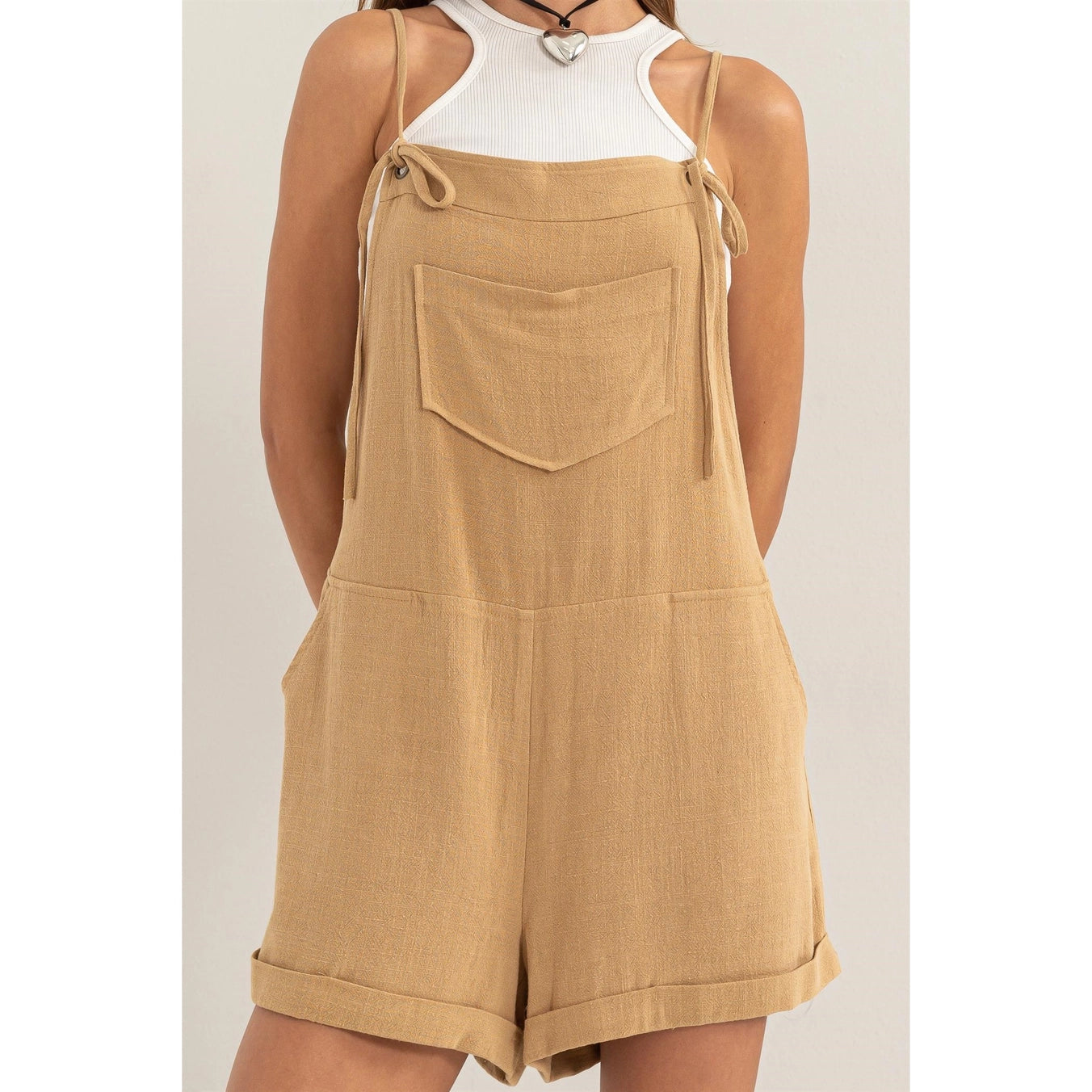 LINEN Blend Overall Shorts