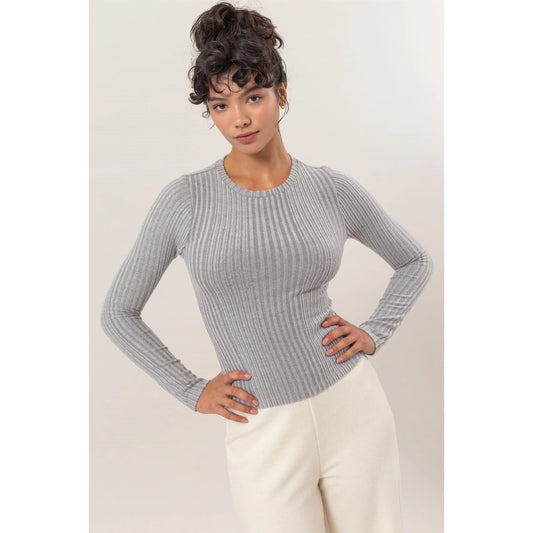 Brushed Ribbed Long Sleeve Top