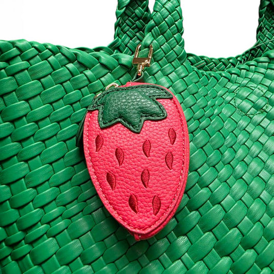 Faux Leather Strawberry Bag Charm