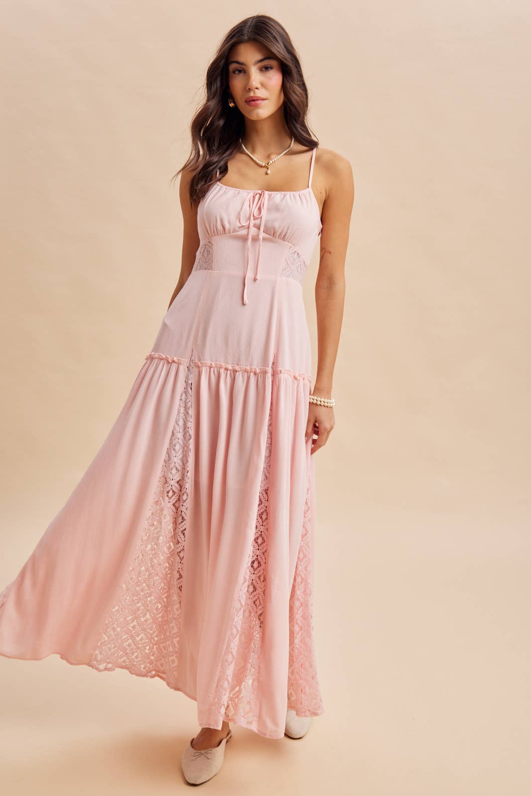 Flowy Lace Inset Maxi Dress