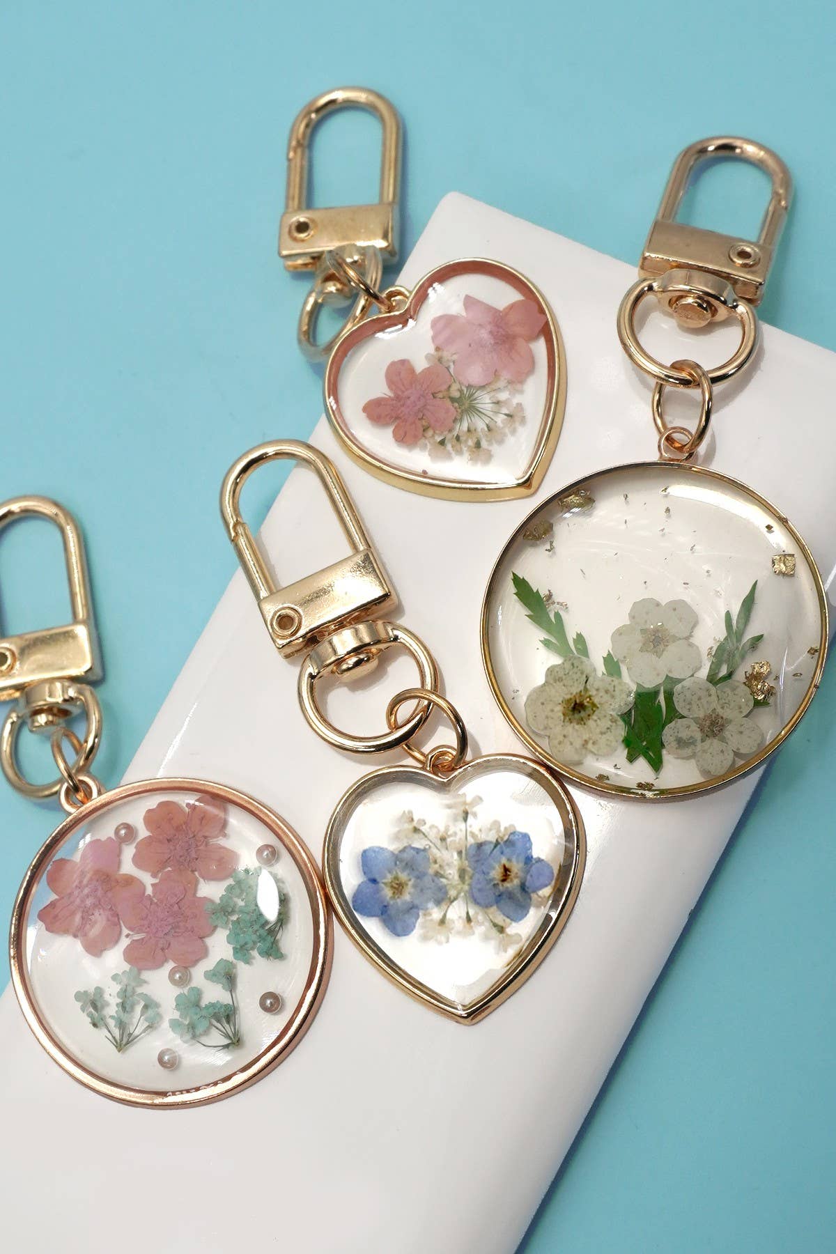 Pressed Dried Flower Bag Charm
