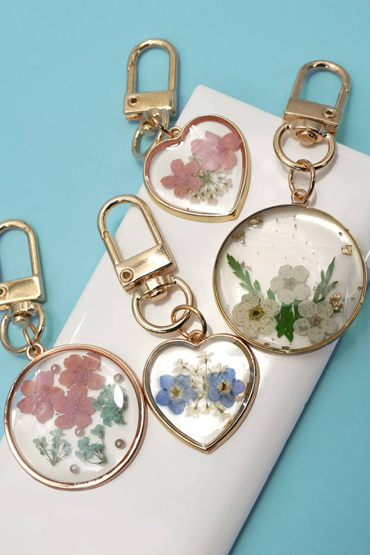 Pressed Dried Flower Bag Charm