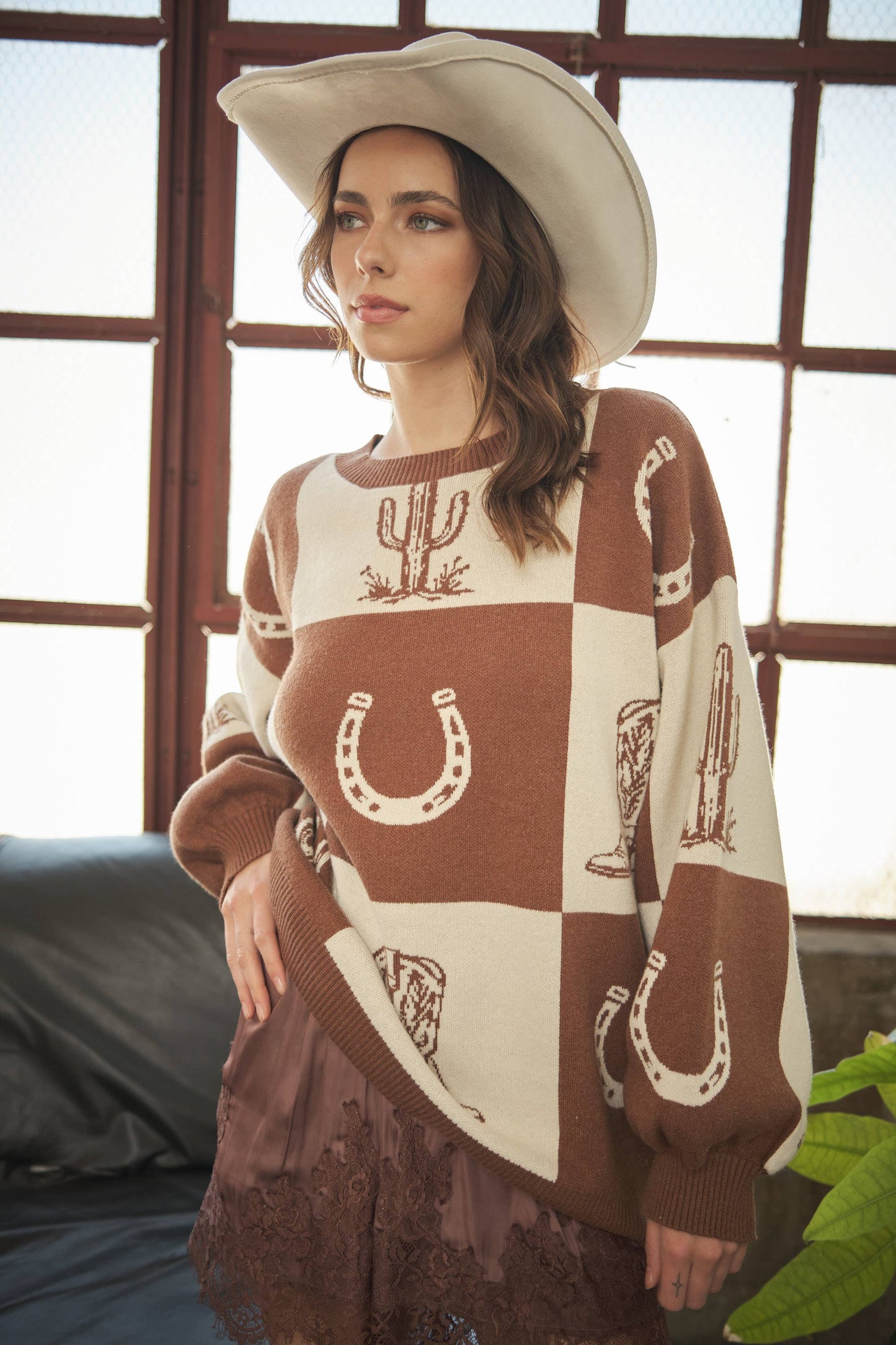 Western Graphic Oversized Sweater