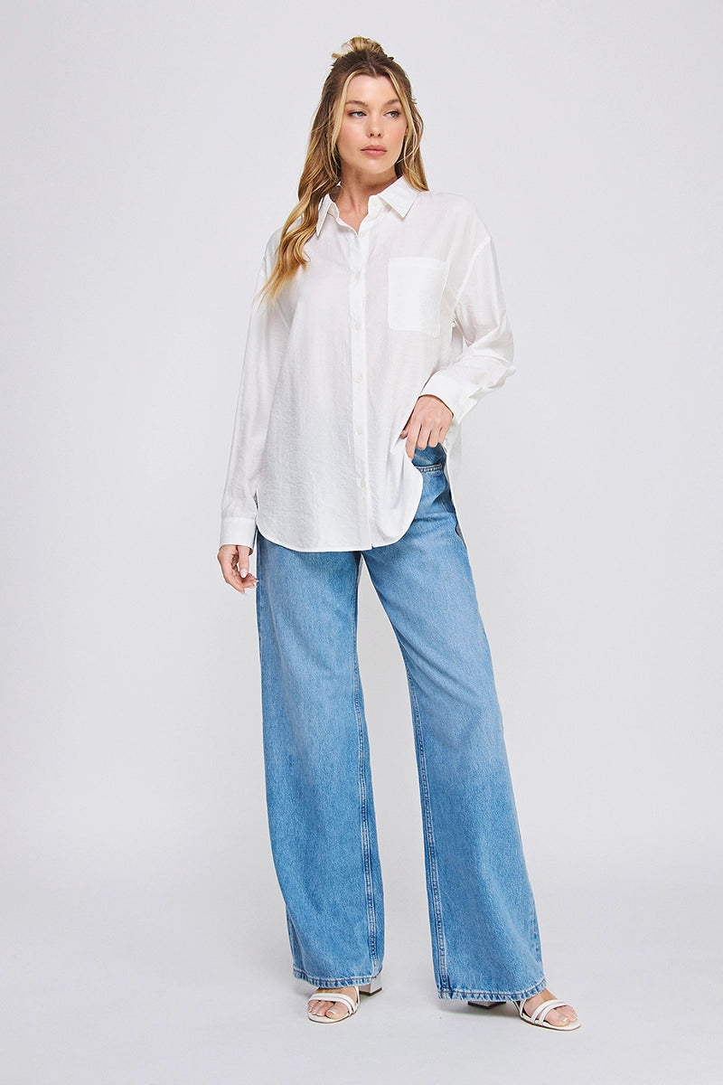Textured Woven Button-Up Shirt