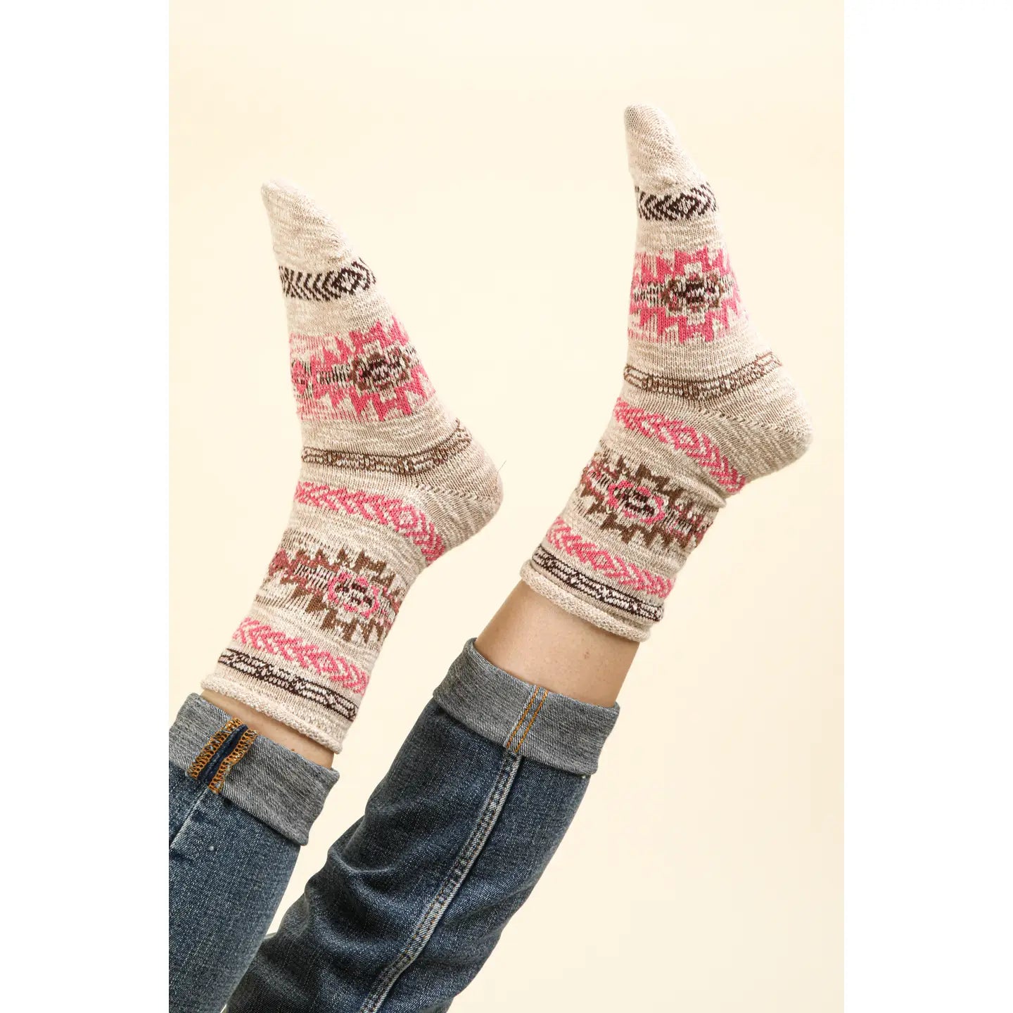 Aztec Graphic Cozy Crew Socks