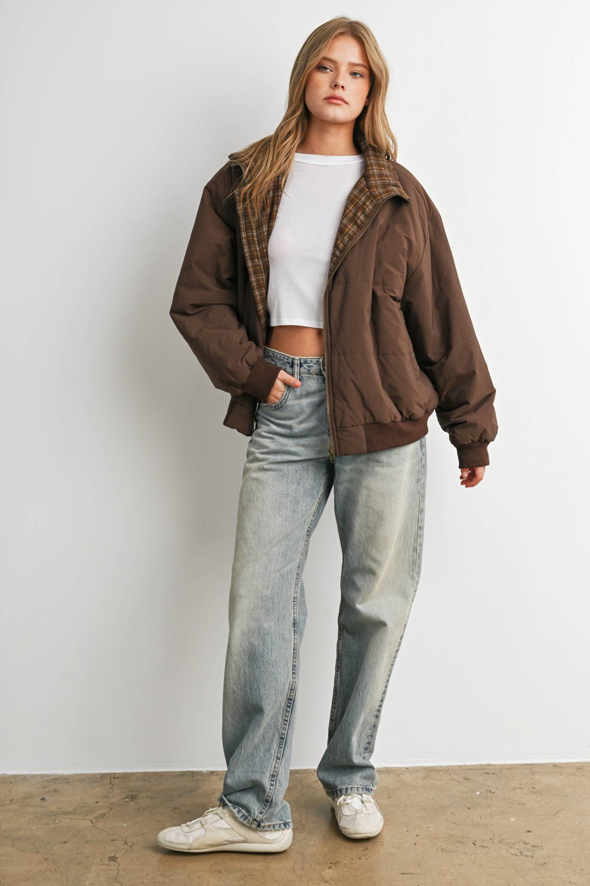 Quilted Zip-Up Bomber Jacket