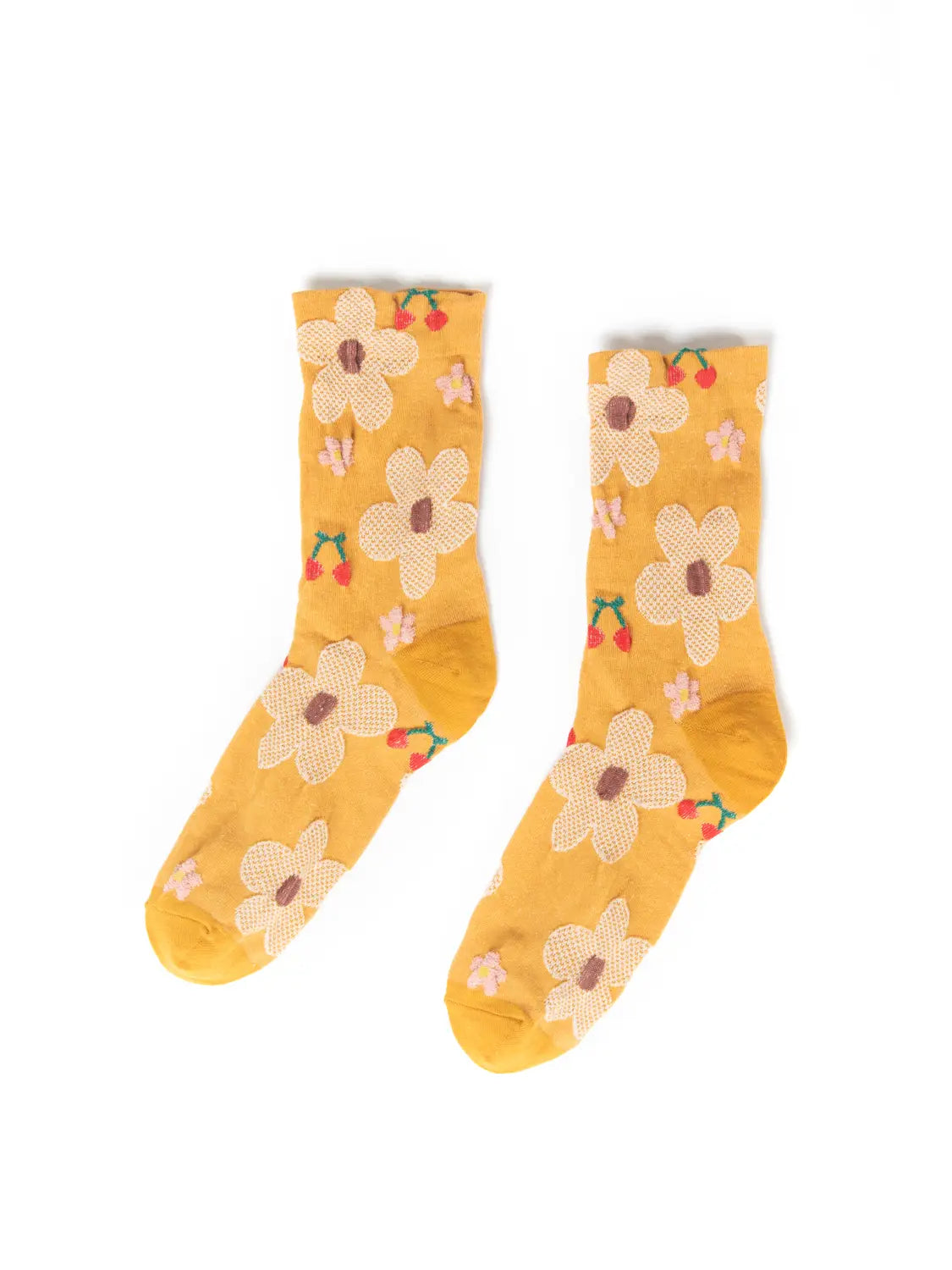 Floral Printed Texture Crew Socks