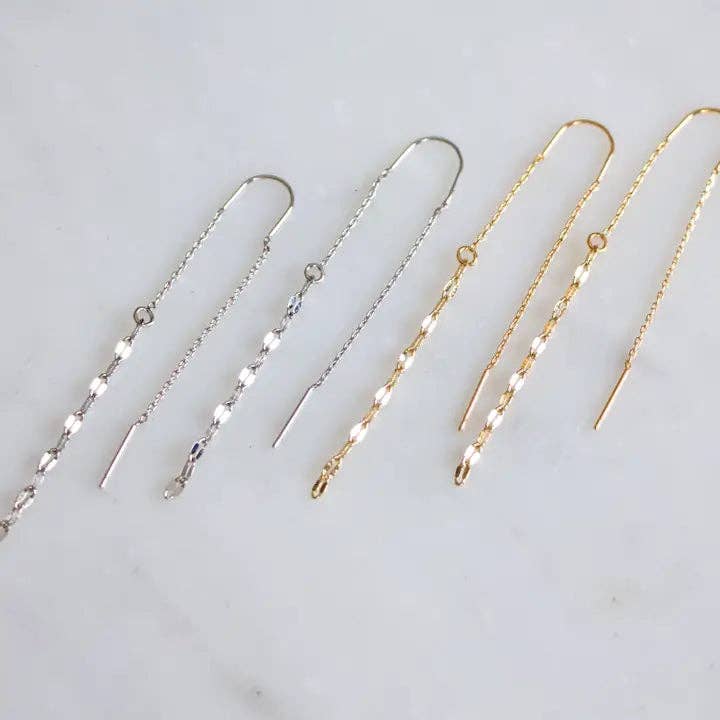 Sequin Threader Earrings - Gold and Silver