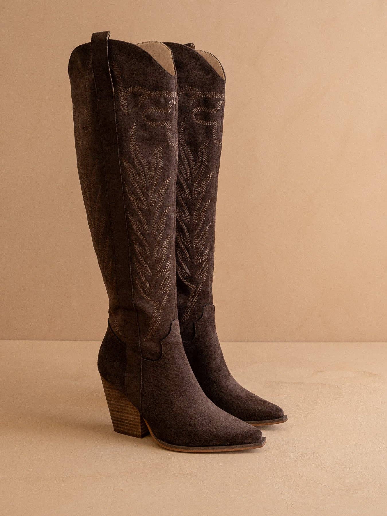 The Bronco Coffee Knee High Cowboy Boot