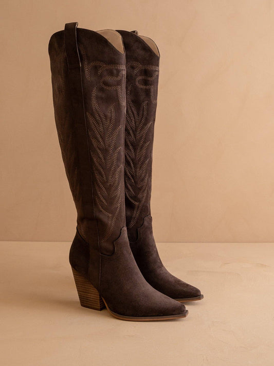 The Bronco Coffee Knee High Cowboy Boot