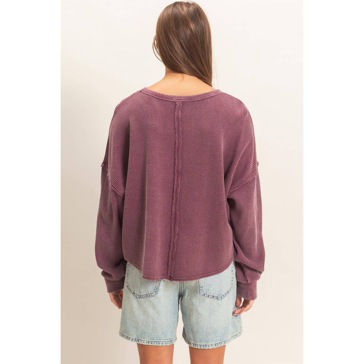 Mineral Wash Waffle Oversized Top