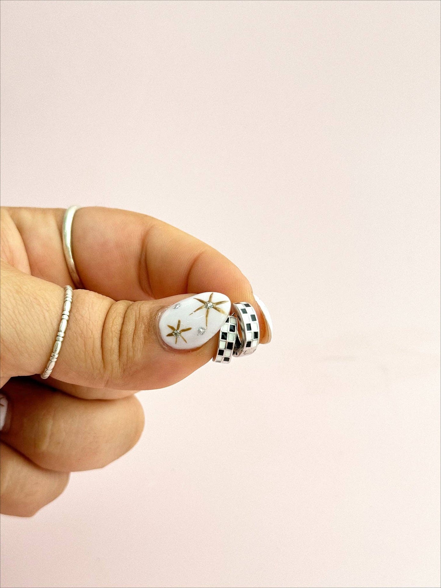 Checkered Huggie Earrings