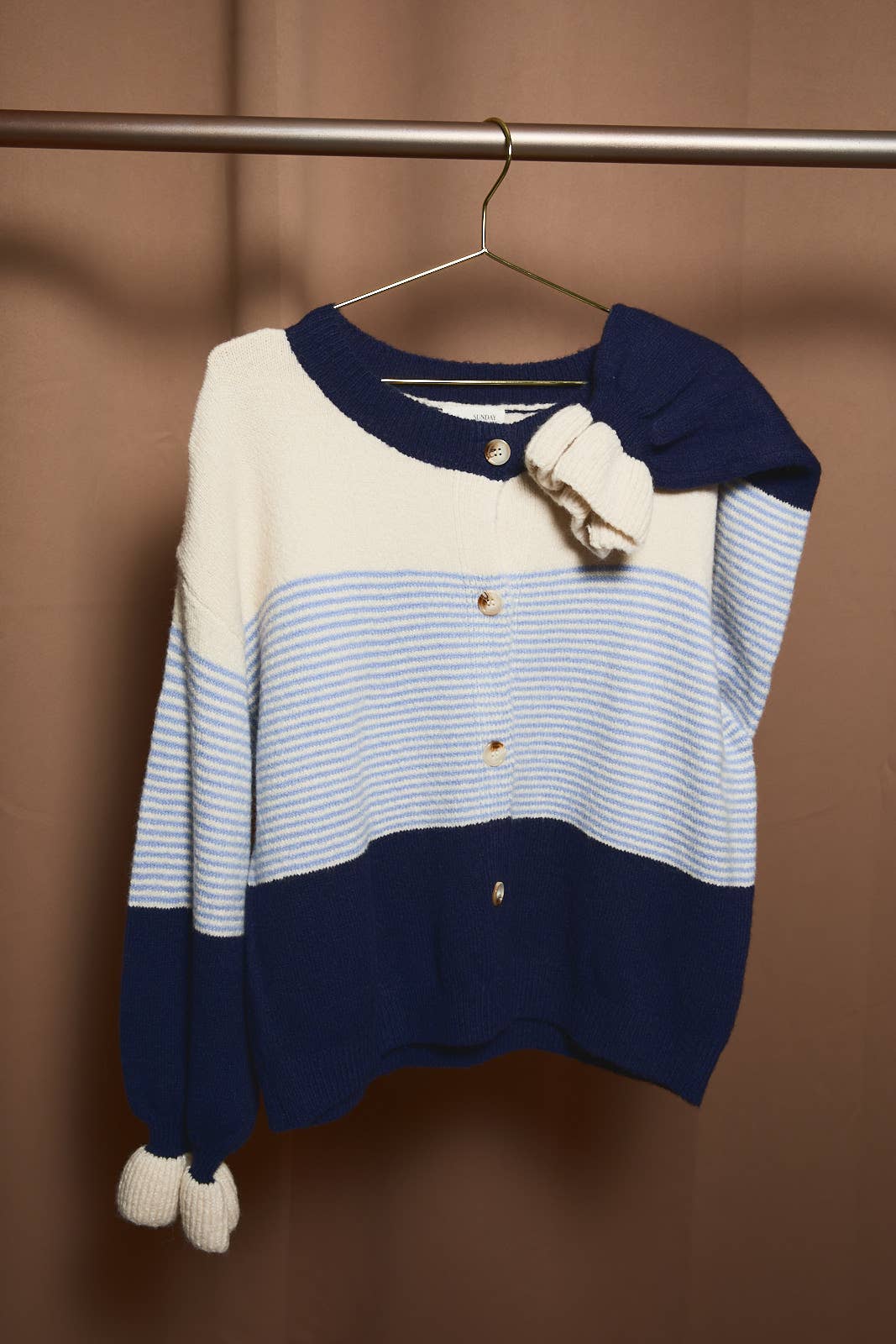Oversized Colorblock Striped Knit Cardigan Sweater