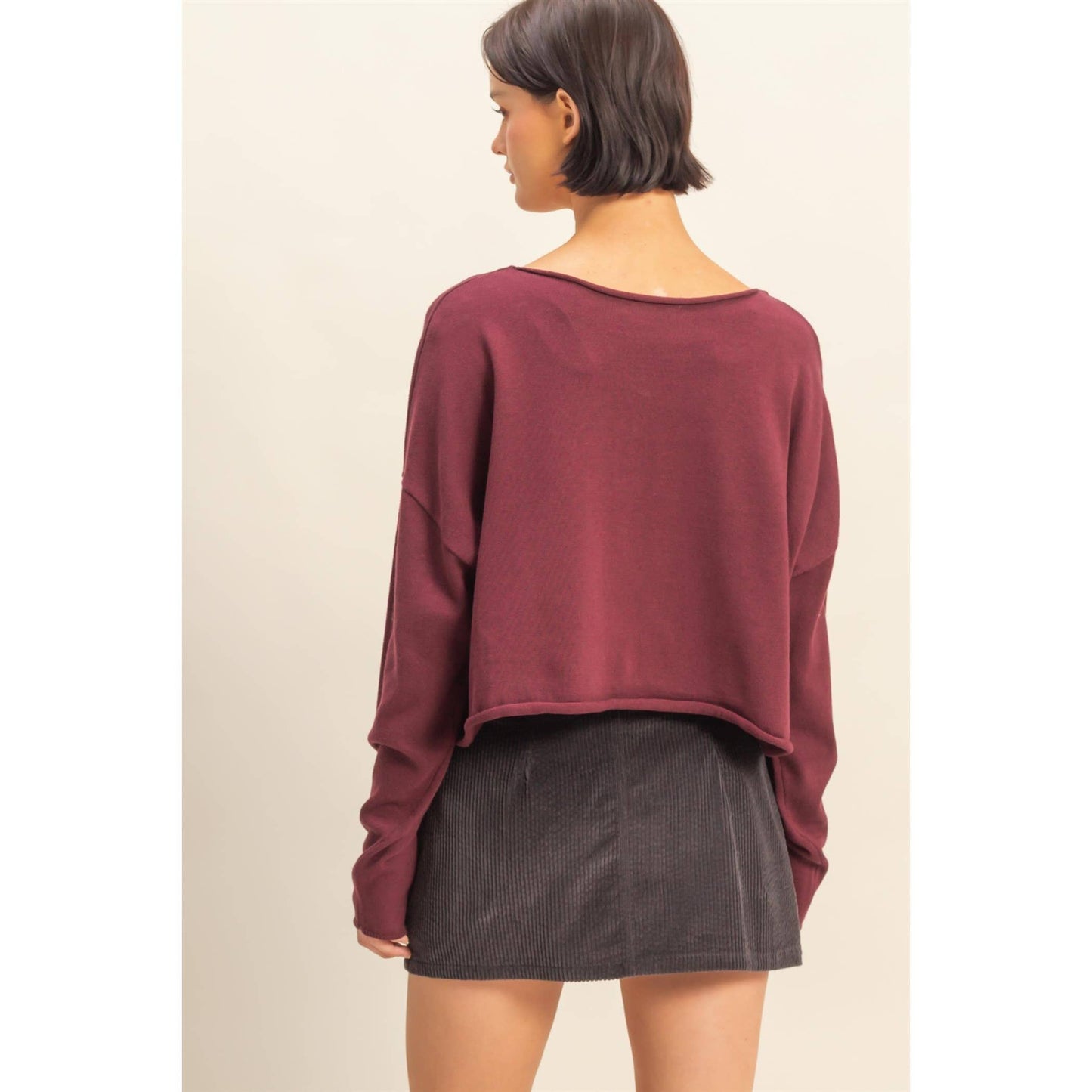 Wide Neck Drop Shoulder Sweater