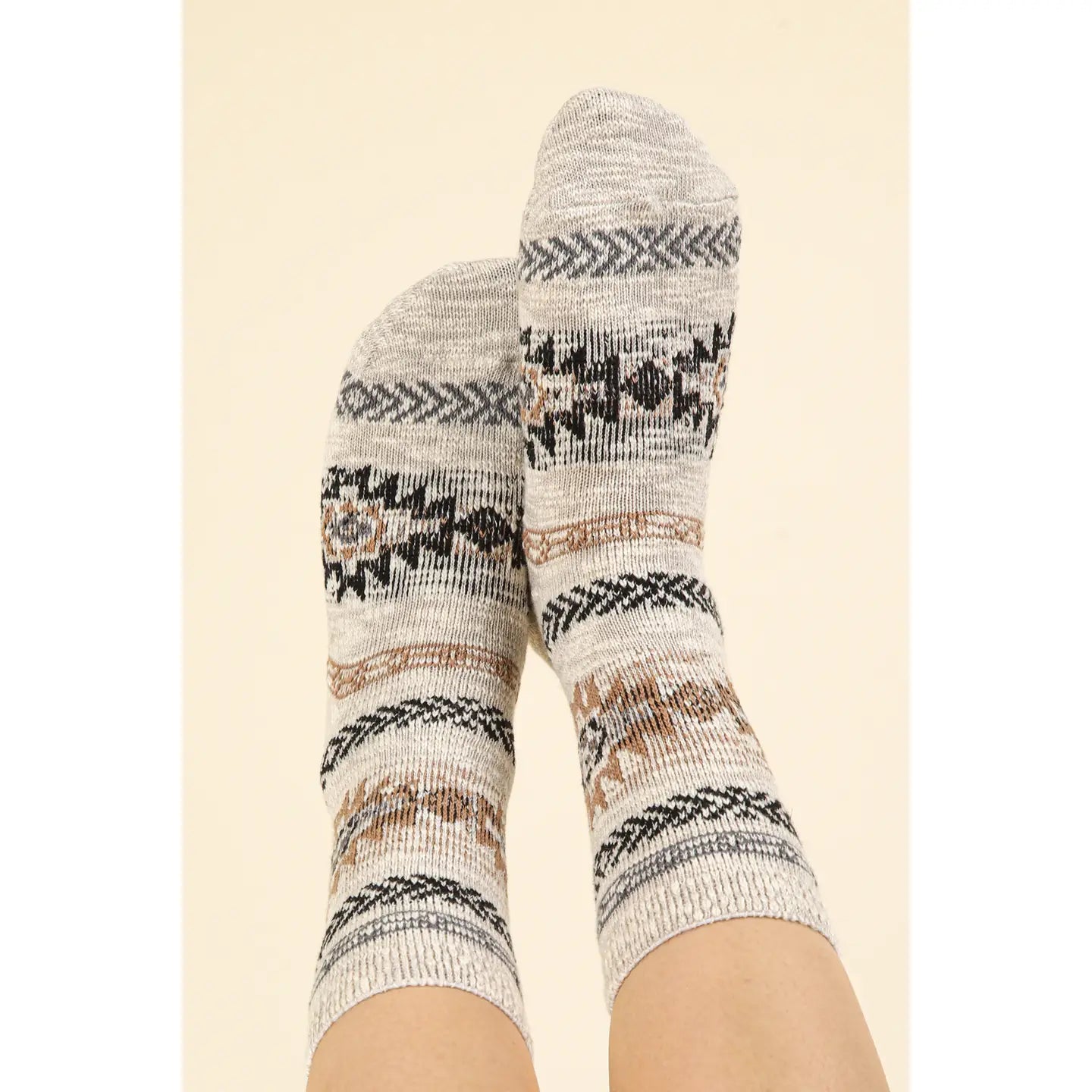 Aztec Graphic Cozy Crew Socks