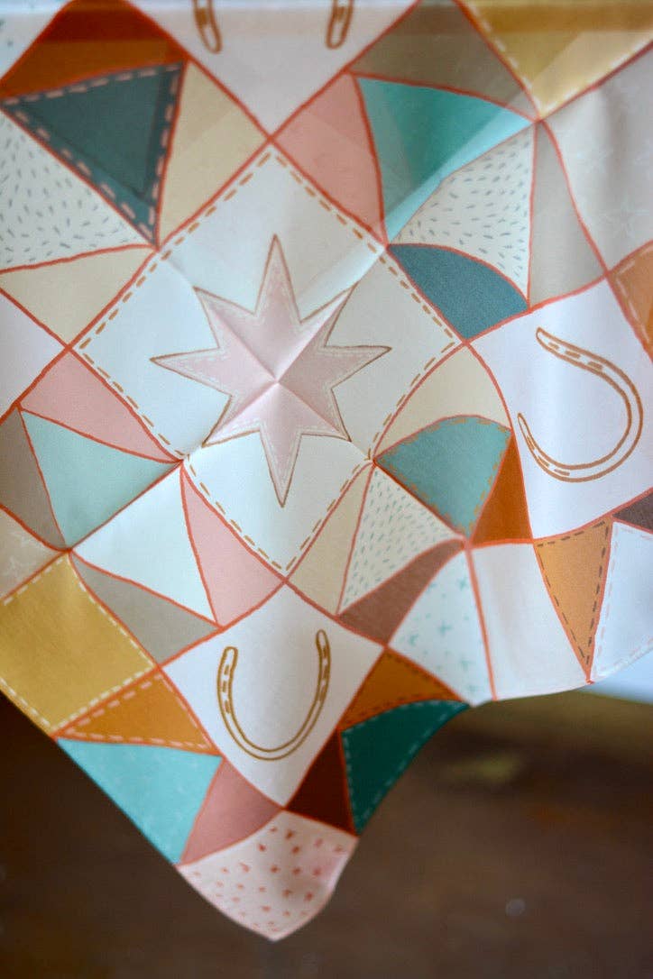 Western Horseshoe Vintage Patchwork Quilt Silk Wild