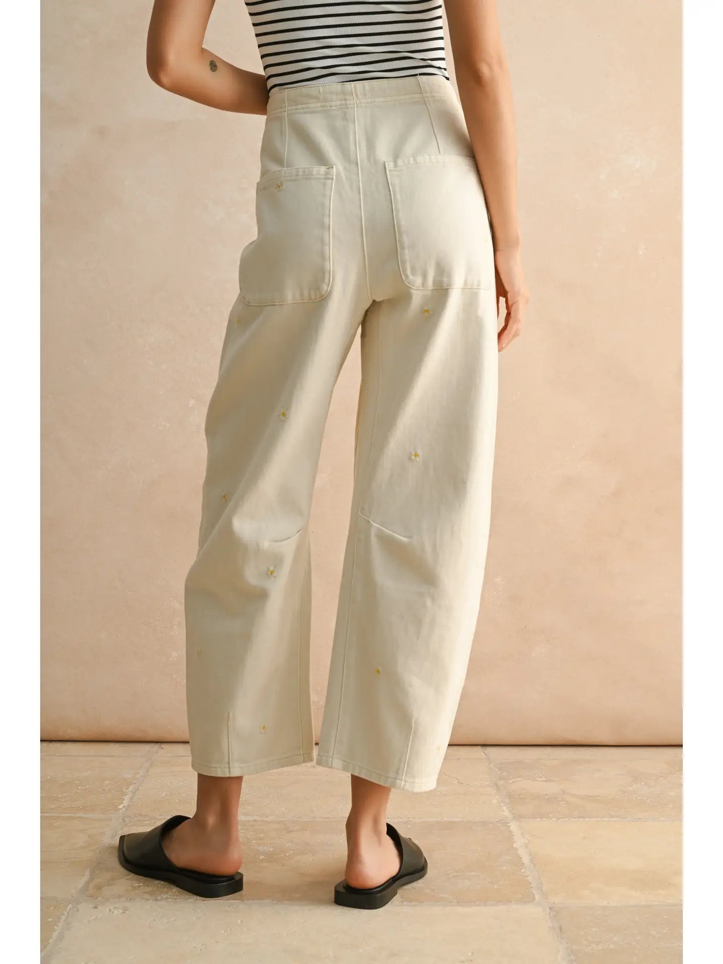 Flower Embroidery Pants