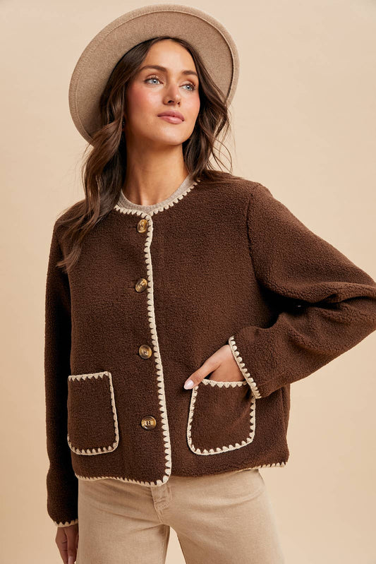 Stitched Sherpa Cardigan