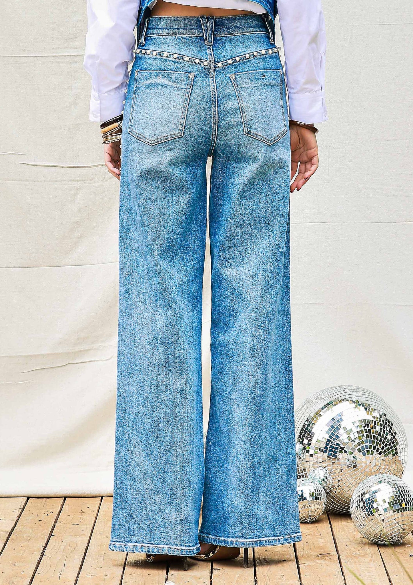 Pearl High-Rise Wide Leg Jeans