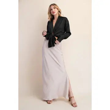 2-Way Tie Long Sleeve Blouse