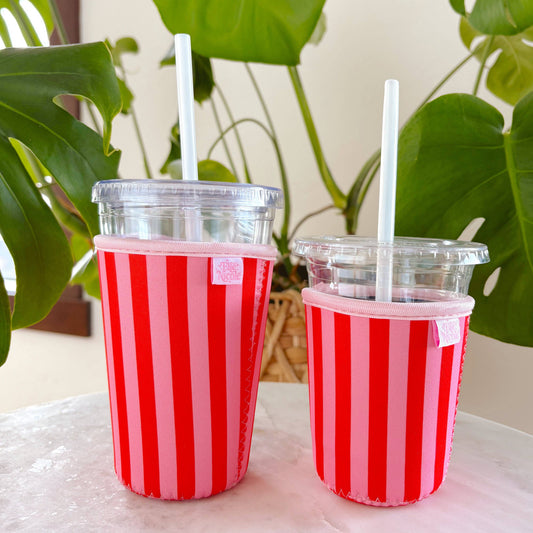 Pink & Red Stripes Iced Drink Sleeve