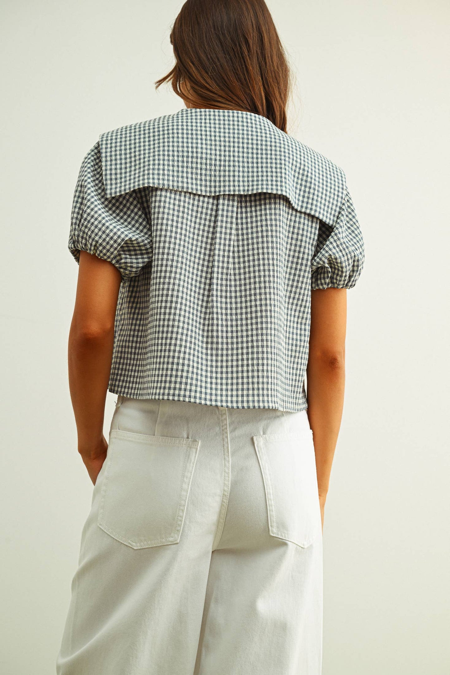 Gingham Tie Front Top
