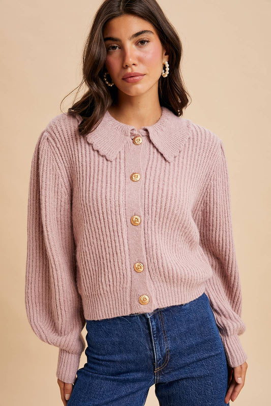 Dusty Pink Knit Cardigan
