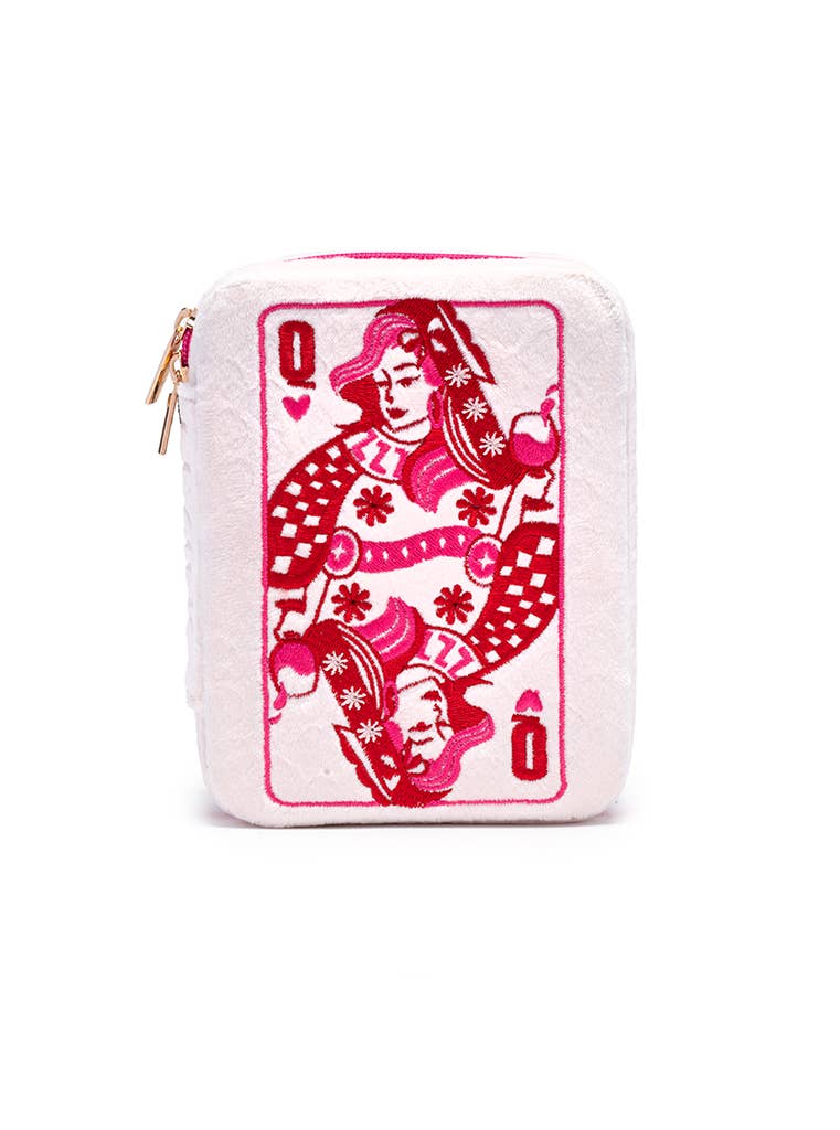 Queen Of Hearts Velvet Jewelry Zip Case/Organizer