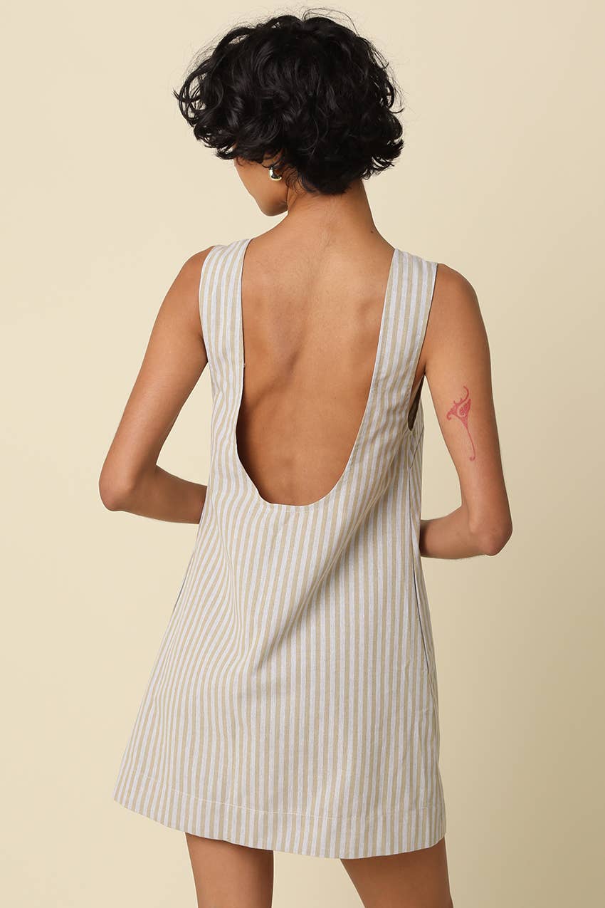 Charis Stripe Open-Back Mini Dress