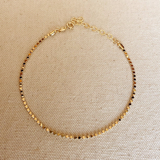 18k Gold Filled 2.0mm Flat Ball Chain Anklet