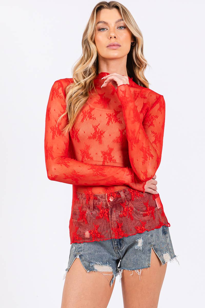Sheer Lace Layering Top