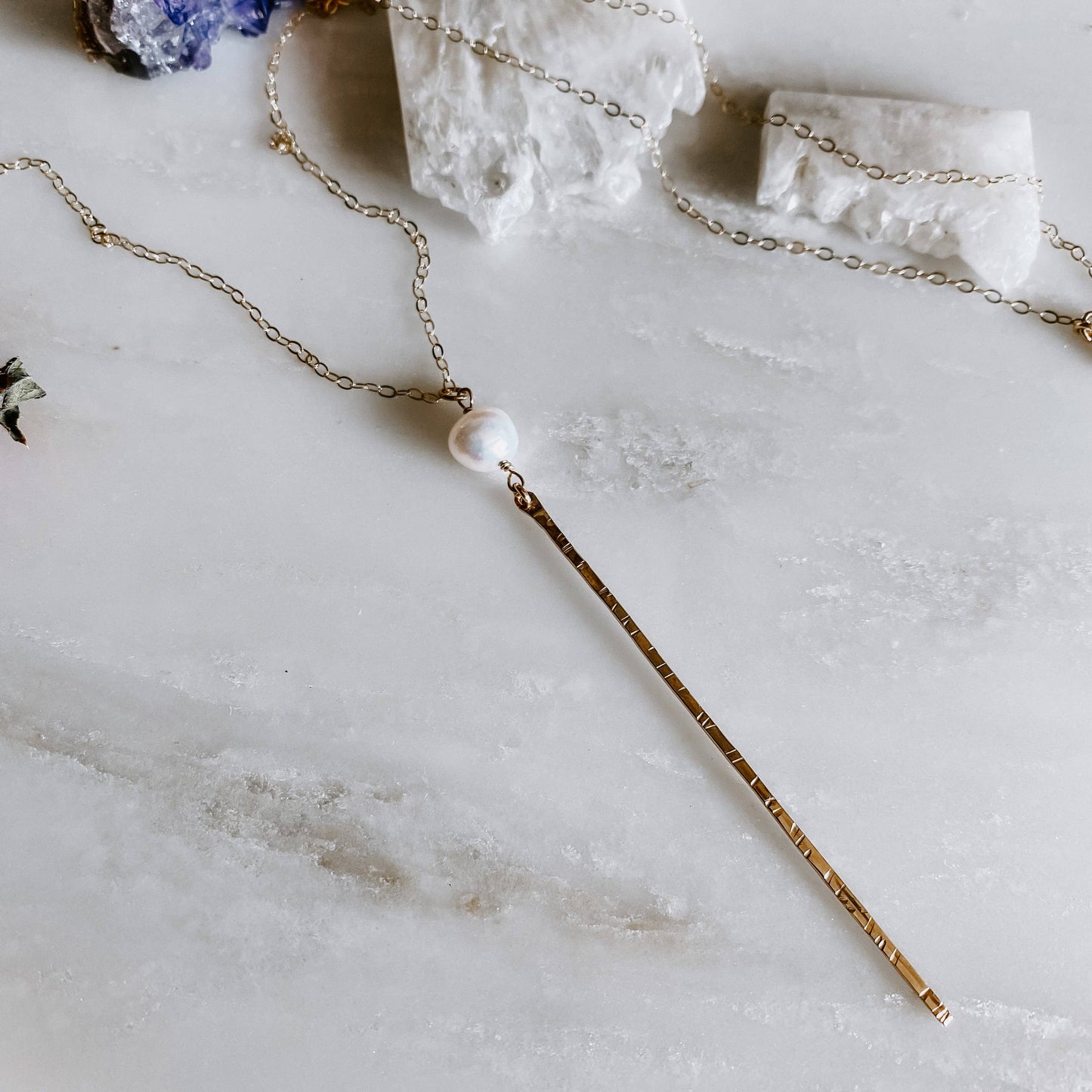 Wanderer's Stick Necklace with Freshwater Pearl