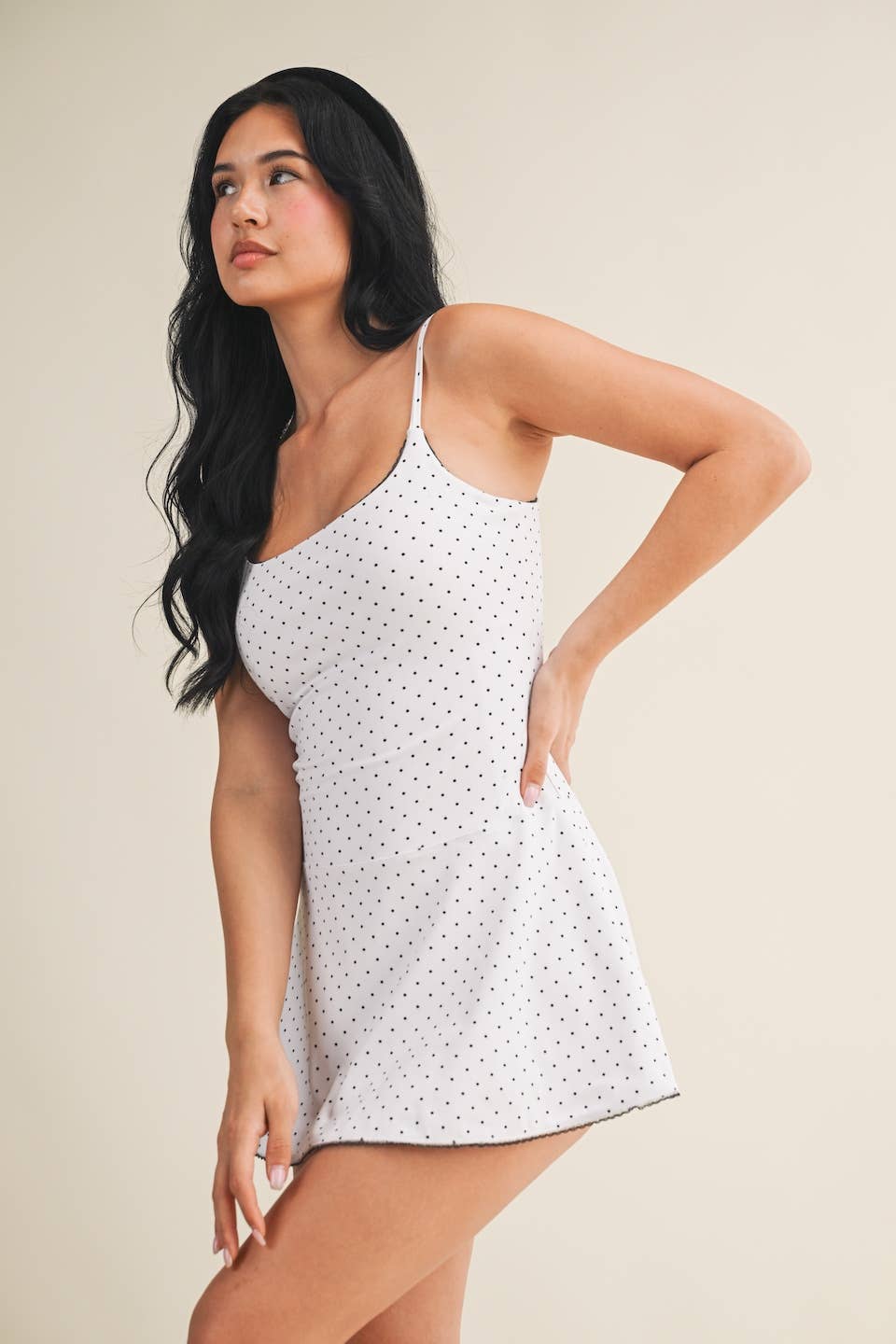 Polka Dot Print Lace Trim Ruffle Mini Dress