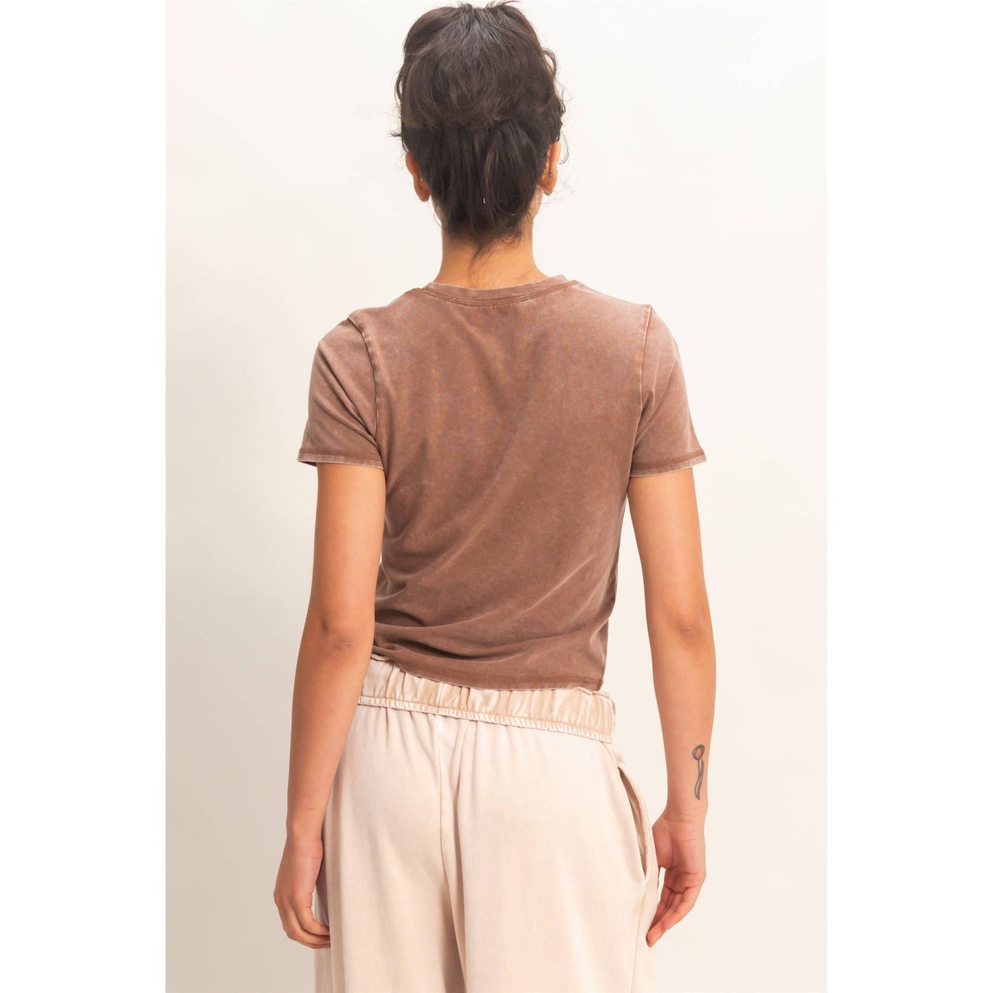 Mineral Washed Short Sleeve Crew Neck Top