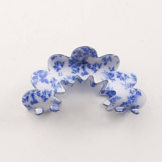 Vintage Porcelain Style Half Moon Hair Claw Clips
