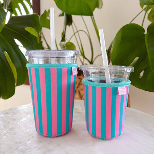 Pink & Blue Stripes Iced Drink Sleeve