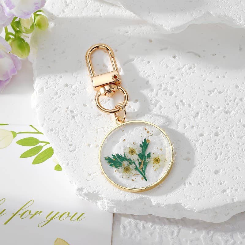 Pressed Dried Flower Bag Charm