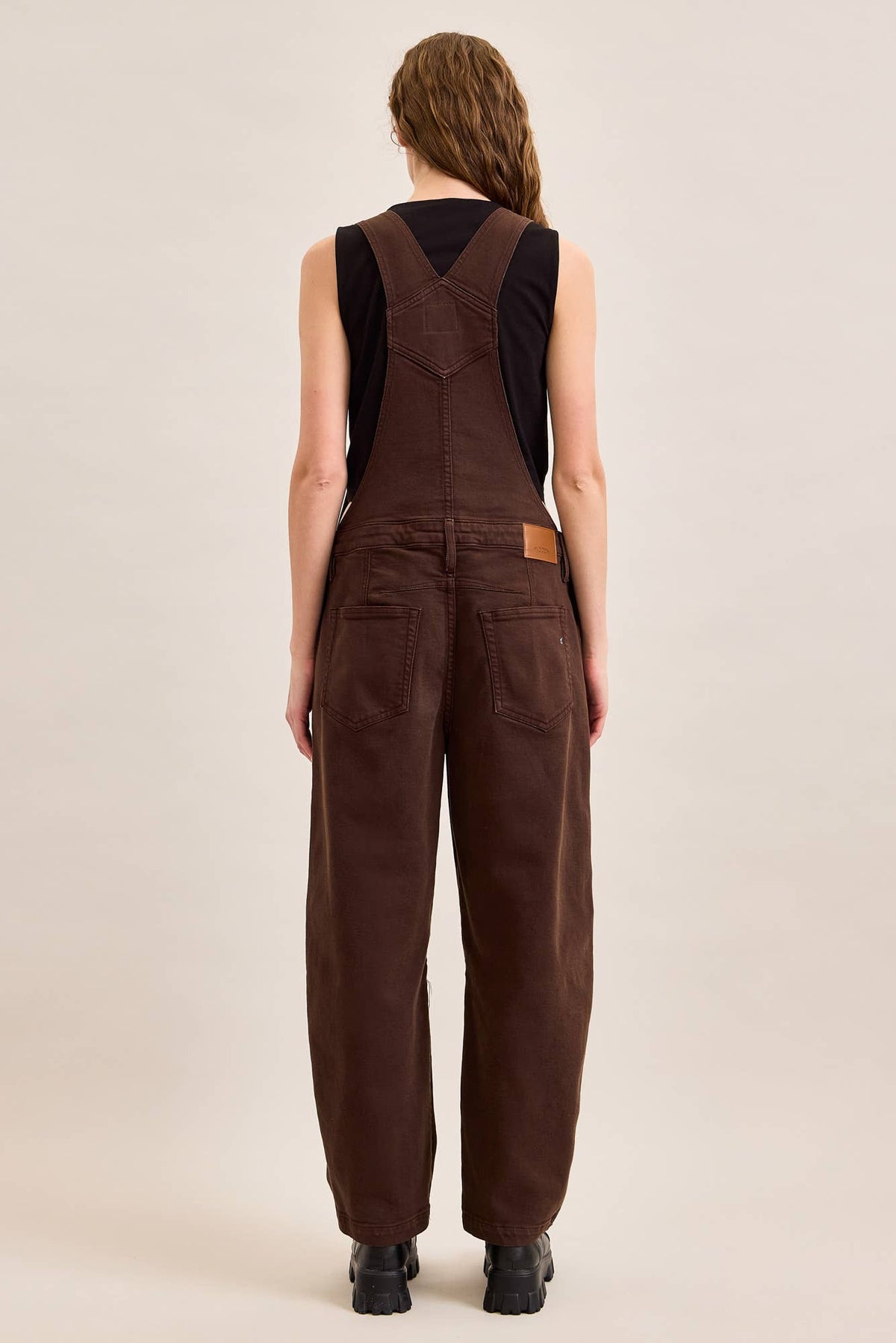 Barrel Fit Brown Overalls
