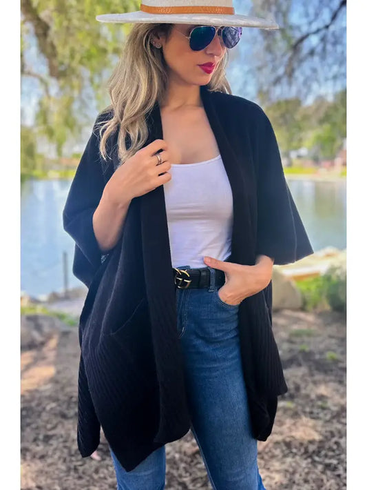 Black Knit Kimono Cardigan