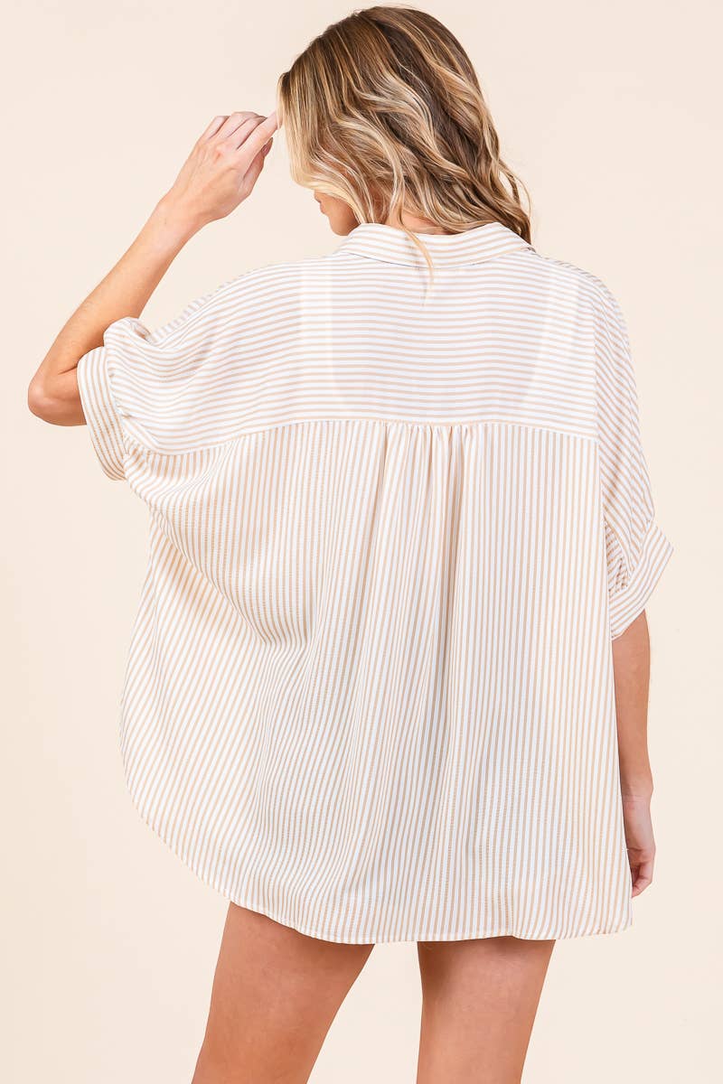 Oversized Short Sleeve Button Down Shirt