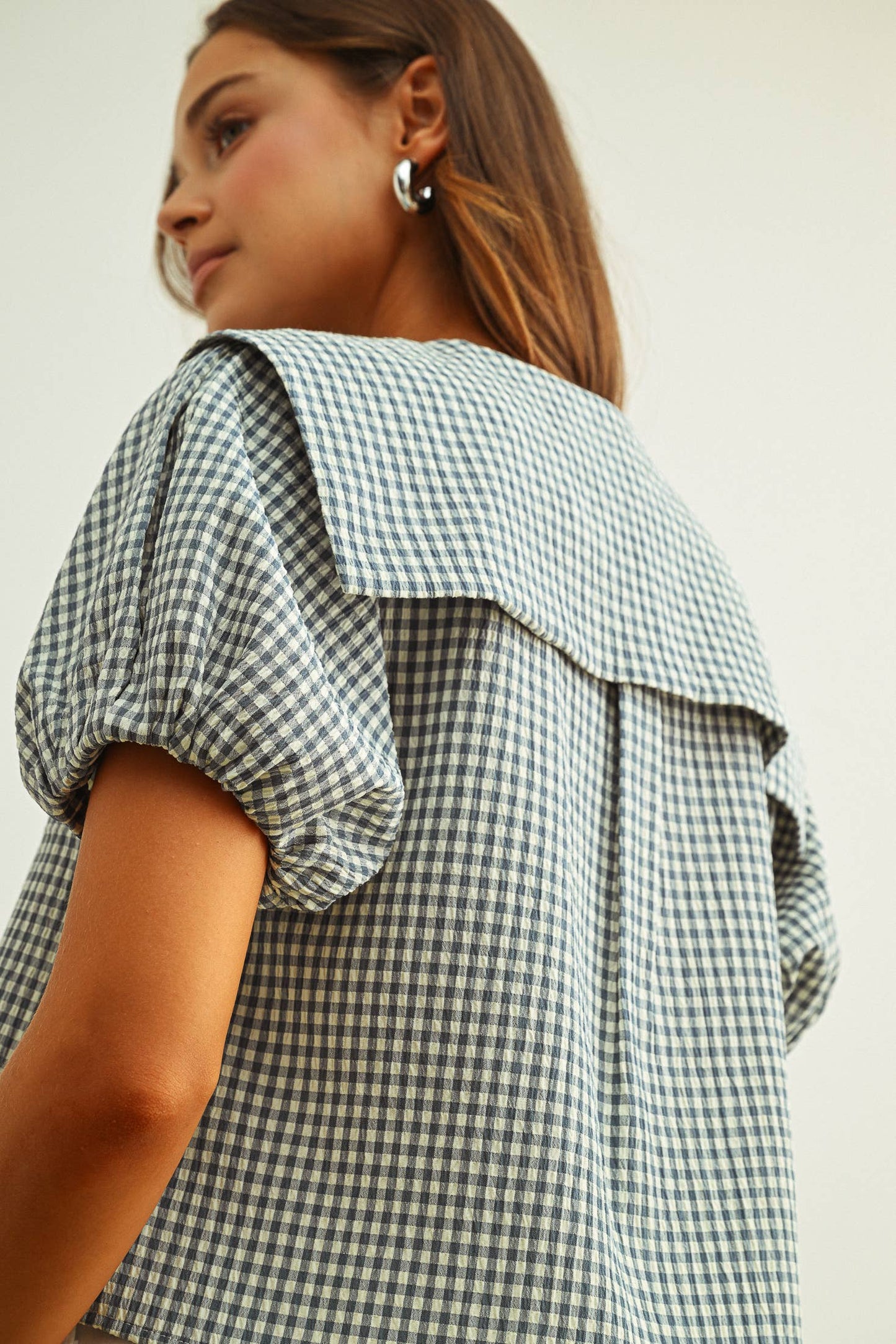 Gingham Tie Front Top