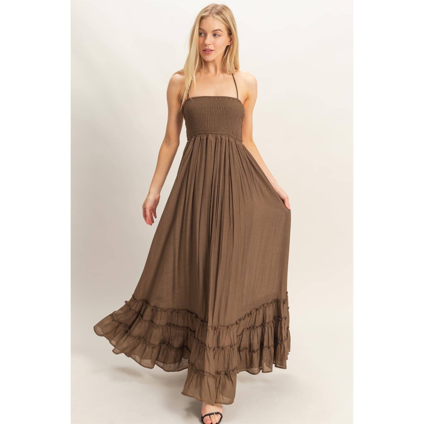 Smocked Halter Maxi Dress