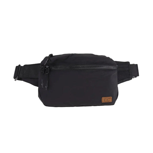 Black Zipper Belt Bag