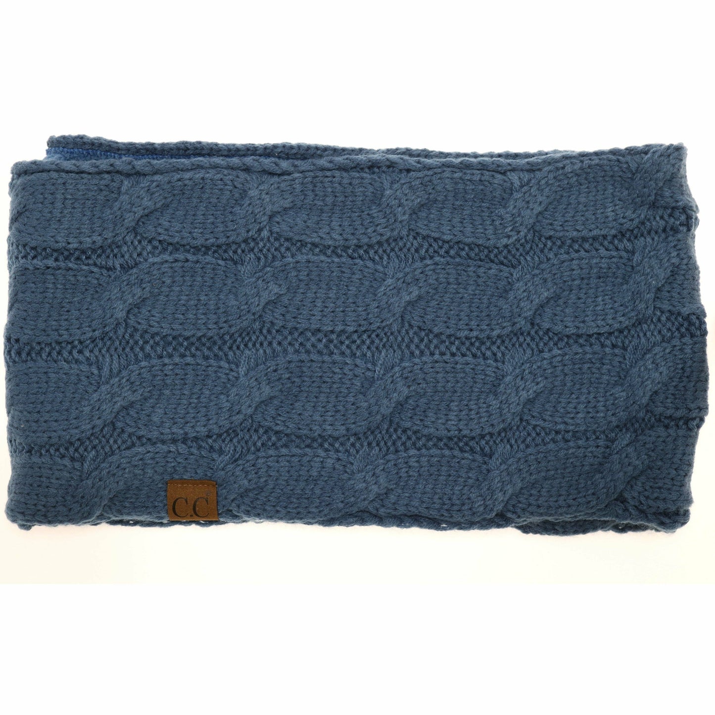 Fuzzy Lined Solid Cable Knit CC Infinity Scarf