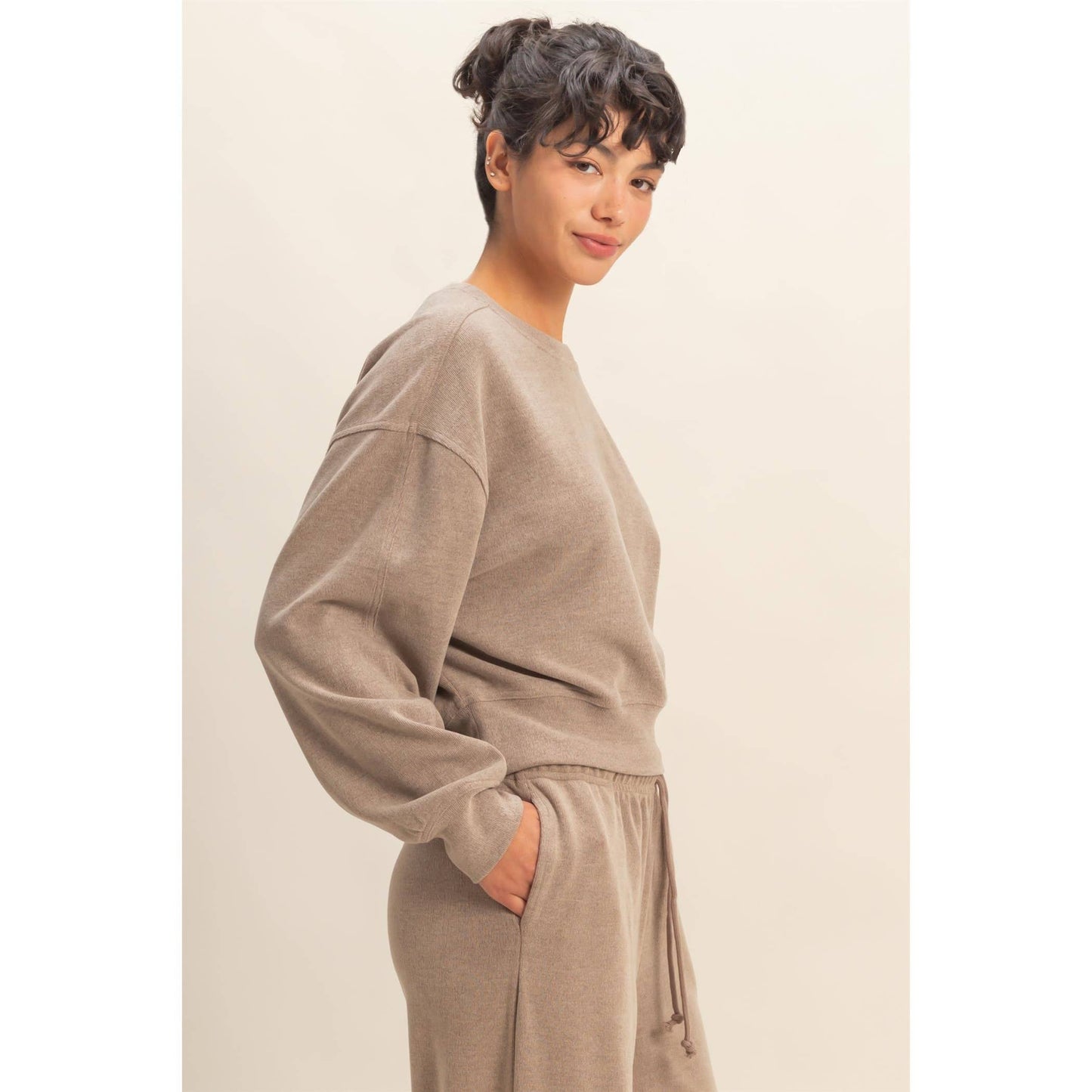 Soft Ribbed Relaxed Fit Sweatshirt