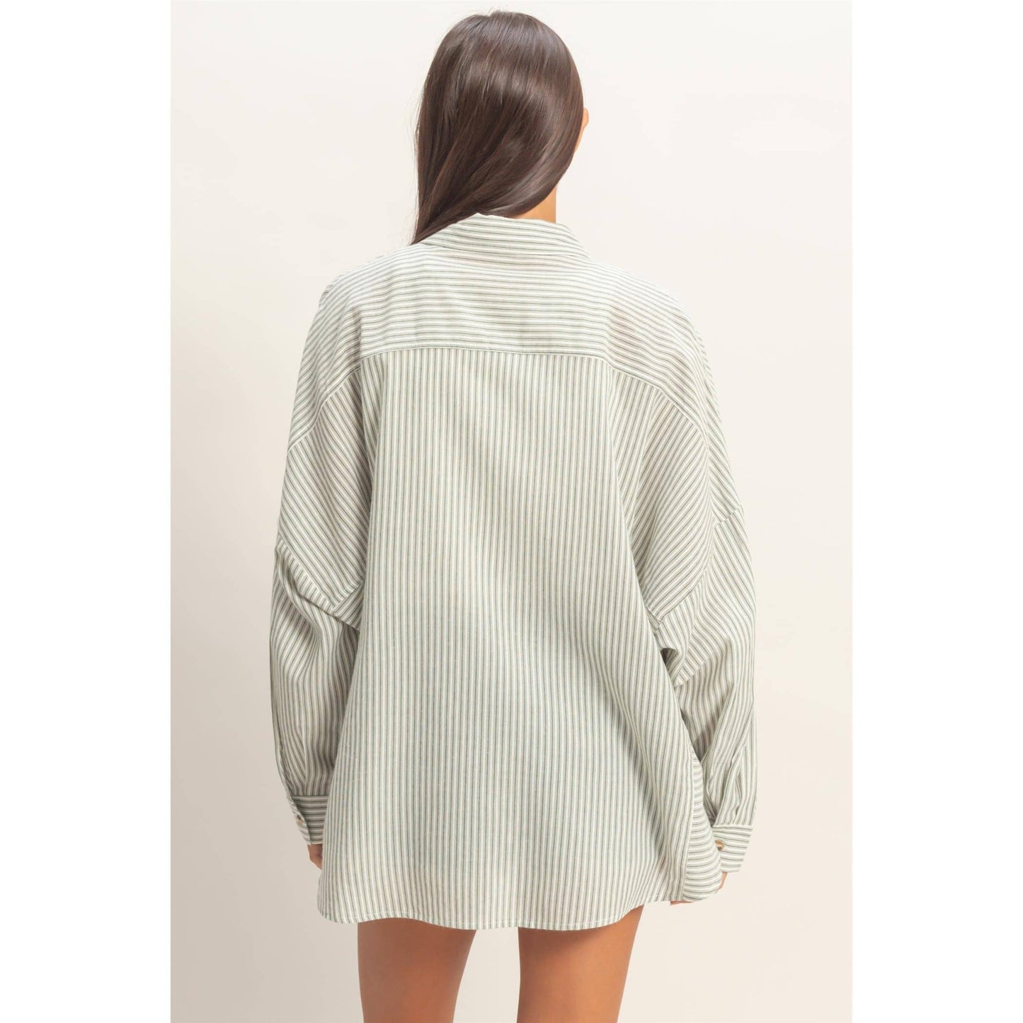 Oversized Striped Button-Up Shirt