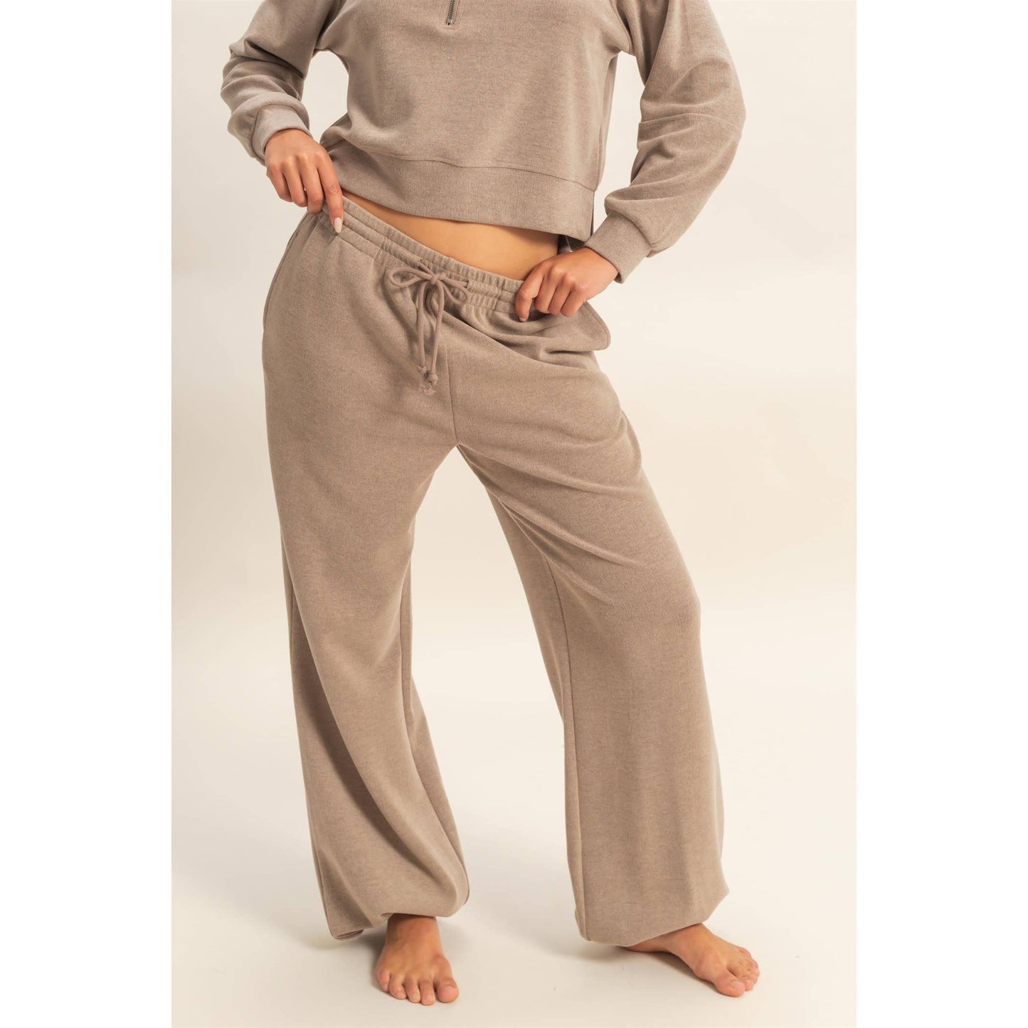 Soft Ribbed Drawstring Jogger Pants
