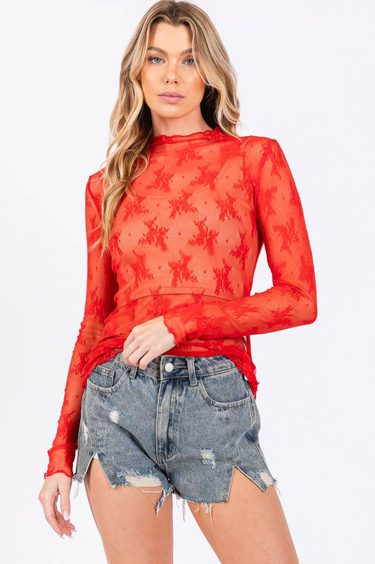 Sheer Lace Layering Top