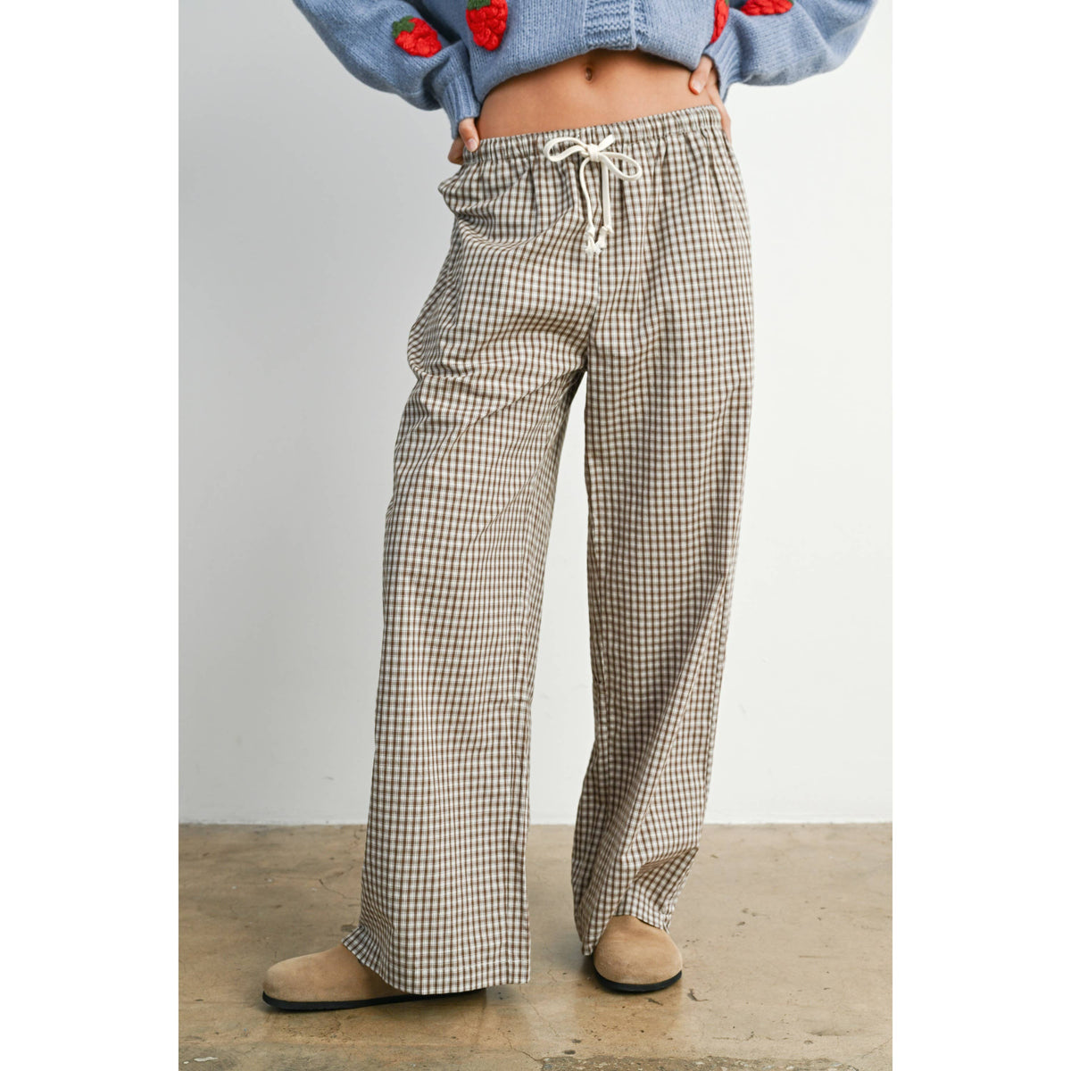 Loose-Fit Gingham Pants
